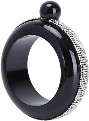Productafbeelding van Armband Bangle Flask - 3.5 oz gladde roestvrijstalen draagbare armband fles voor feest outdoor activiteiten cadeau-ideeën - Zwarte steentjes