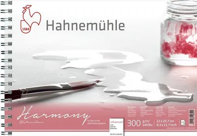 Produktbild von Hahnemühle Harmony Watercolour Aquarellblock - 300 g/m² - matt - A4 spiralisiert - 12 Blatt