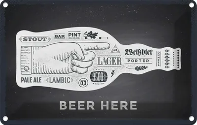 Produktbild von vianmo Blechschild 12x18 cm Beer here Flasche Bier