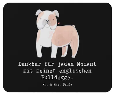Produktbild von Mr. & Mrs. Panda pc mousepad Englische Bulldogge Moment - Schwarz - Geschenk, Mouse Pad, laptop mauspad, mausteppich, English Bulldog