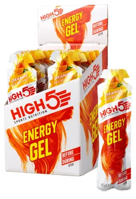 Produktbild von HIGH5 Energy Gel Orange – 20 x 40 g – 23 g Kohlenhydrate pro Gel – Mit echtem Fruchtsaft
