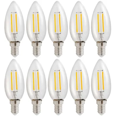 Produktbild von 10 x LED Filament Leuchtmittel Kerze C35 1W E14 klar 110lm 827 warmweiß 2700K