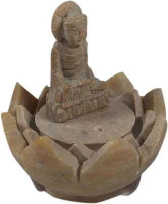 Produktbild von Speckstein Räucherstäbchenhalter - Buddha, Creme-weiß, 5*4*4 cm, Räucherstäbchen Halter