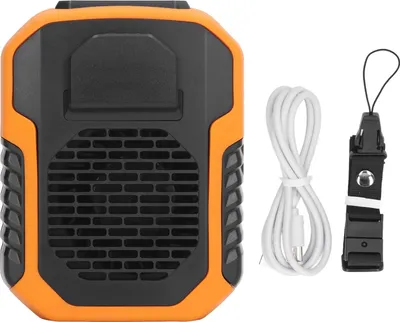 Obrázok produktu pre Mini ventilátor s popruhom na prenášanie, nabíjanie cez USB, 6000 mAh, DC 5,0 V, 2,0 A, 3 rýchlosti, prenosný ventilátor s klipom na telo pre pracovníkov, oranžový