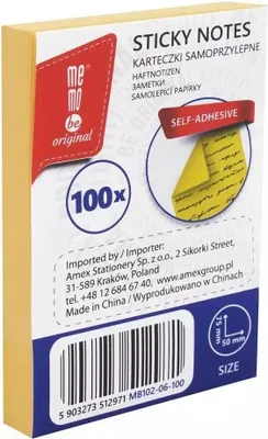 Immagine prodotto di Bloczek samoprzylepny MemoBe 50 x 75 mm, 100 kartek, żółty