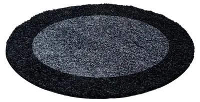 Produktbild von Carpetsale24 Hochflor Teppich Bordüre Design Modern Shaggy Teppich Wohnzimmer, Schlafzimmer Flauschig Weich, Grösse: 160 cm Rund