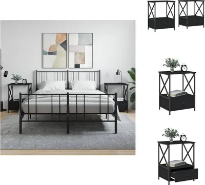 Image de vidaXL Tables de chevet 2 pcs. noir 50x41x65 cm Bois composite - Tables de chevet