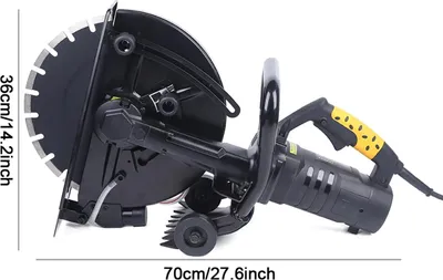 Produktbild von Betontrennsäge - Elektrischer Trennschneider 35,6 cm - 2800 W - 220 V 50 Hz - Verstellbare Schnitttiefe - Doppelter Sicherheitsschalter - 90° Freischnitt - Schwarz