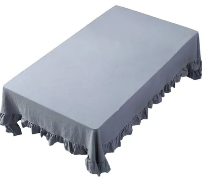 Obrázek produktu pro Lněná ubrus s efektem lotosu, snadná údržba, pratelná, modrá, 90 x 90 cm, čtvercová