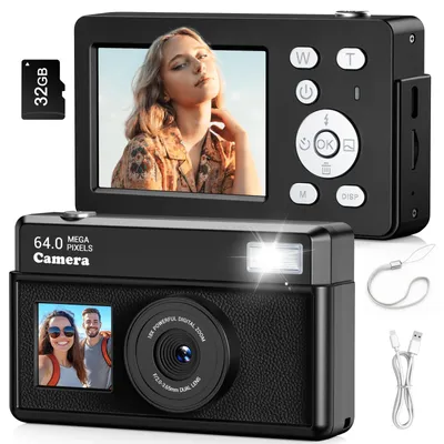 Obrázok produktu pre Digitálna 4K kamera s rozlíšením 64 MP, kompaktná, s 32 GB pamäťovou kartou a 18-násobným zoomom