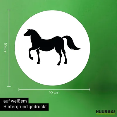 Produktbild von Huuraa Aufkleber Pferd Silhouette 10cm rund Sticker Geschenkidee
