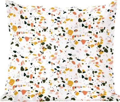 Produktbild von MuchoWow® Zierkissen Sofakissen Wohnzimmer Dekokissen 60x60 cm Grau - Rosa - Terrazzo - Muster - Sitzfläche - Foto Polster