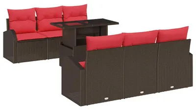 Obrázek produktu pro vidaXL Zahradní sedací souprava, 7 kusů, hnědá, polyratan