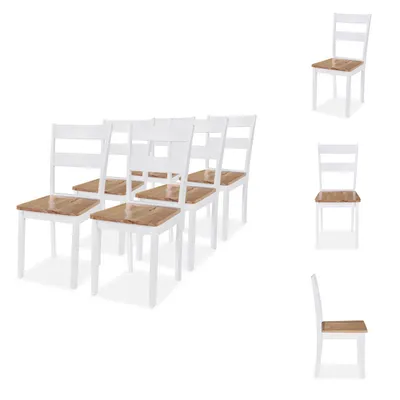 Image de vidaXL Chaises de salle à manger 6 pièces Bois massif d'hévéa Blanc - Chaises de salle à manger