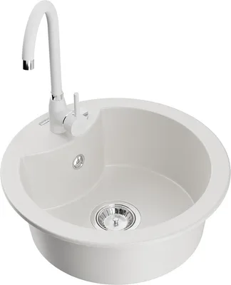 Produktbild von Mexen Diego 1-Becken-Granit-Spüle mit Mischbatterie Telma, Weiß - 6512-20-670200-20