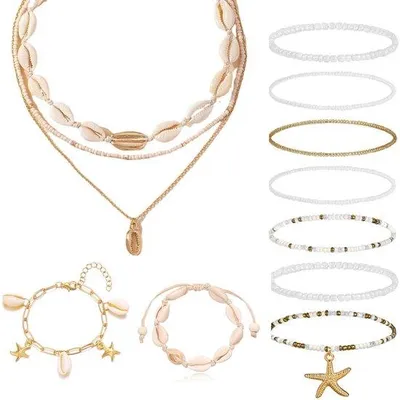 Immagine prodotto di Set di gioielli in osso naturale - 12 pezzi - Naturale
