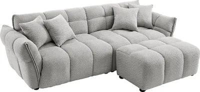 Produktbild von riess-ambiente Modernes XXL Sofa CLOUD 260cm grau Bouclé Federkern inkl. Kissen Big Sofa Couch