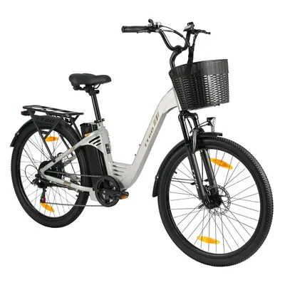 Produktbild von TTGO C2PRO 26" E-BIKE Aluminium-Rahmen 36V 18Ah Akku LCD-Display 80–120 km Reichweite Shimano 7-Gang-Schaltung Silber+Korb