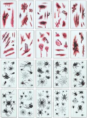 Produktbild von Realistische Halloween Wunden Tattoos 10er Set