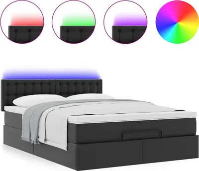 Immagine prodotto di Pouf Letto con Materassi e LED Nero 140x200cm Pelle finta