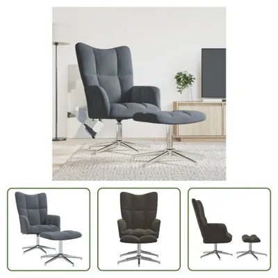 Produktbild von The Living Store Relaxsessel mit Hocker Dunkelgrau Samt