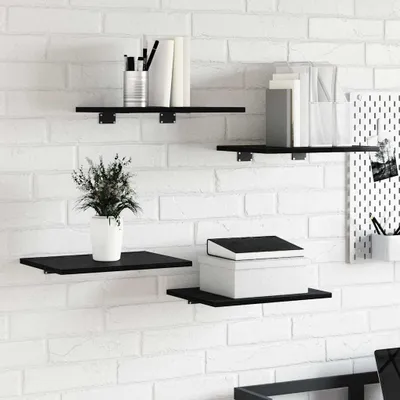 Zdjęcie produktu dla Maison Exclusive - Półka 4 szt. Czarna 40 x 30 x 1,5 cm Materiał drewnopochodny