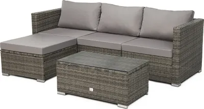Produktbild von SVITA QUEENS Polyrattan Lounge Eck-Sofa Gartenmöbel Set grau