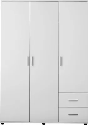 Produktbild von Kleiderschrank - Weiß - 115 x 191 cm - 3 Türen - 2 Schubladen