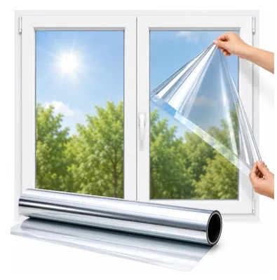 Obrázok produktu pre Zrkadlová fólia na okná, samolepiaca, slnečná ochranná fólia 150 × 60 cm, fólia na okná na ochranu súkromia