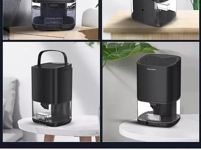 Image de Déshumidificateur portable - Réservoir d'eau de 1 000 ml - Compact et efficace - pour la maison et la cave - noir