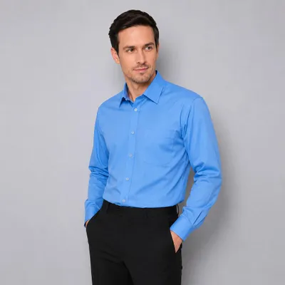 Produktbild von Herren Hemd langarm, royal blue, Größe 37/38 : 38 : royal blue : 60% Baumwolle 40% Polyester
