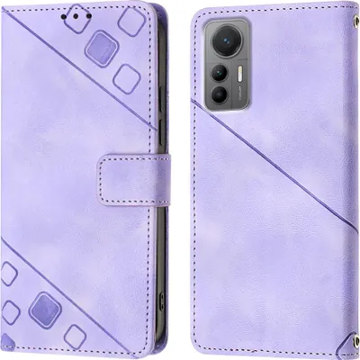 Produktbild von Hülle für Xiaomi 12 Lite Prägung Flip Leder Brieftasche Schutzhülle mit Ständer Lila
