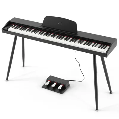 Produktbild von MUSTAR Digitalpiano 88 gewichtet Tasten mit 3 Pedalen für Anfänger, Kopfhöreranschluss, Split/Dual Voice, USB/MIDI,Schwarz