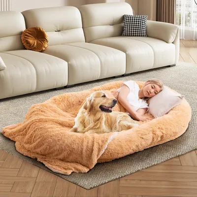Obrázok produktu pre Veľká psia posteľ - Psačia pelienka - Posteľ pre domáce zvieratá - Ortopedická posteľ - Vankúš pre zvieratá - 171x115 cm