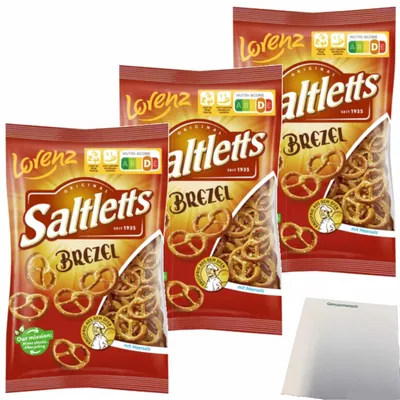 Produktbild von Lorenz Snack World Saltletts Brezeln 3er Pack (3x200g Packung) + usy Block