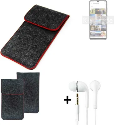 Produktbild von K-S-Trade Handy Schutz Hülle kompatibel mit Cubot Note 30 Schutzhülle Handyhülle Filztasche Pouch Tasche Case Sleeve Filzhülle dunkelgrau roter