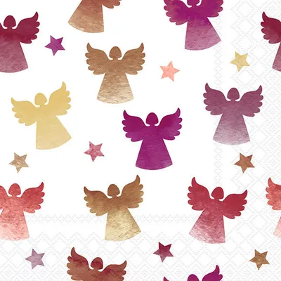 Produktbild von 20 Servietten Angel Silhouettes berry - Engel-Silhouetten bordeaux 33x33cm