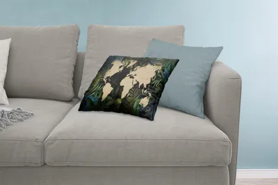 Produktbild von MuchoWow® Zierkissen Sofakissen Wohnzimmer Dekokissen 60x40 cm Weltkarte - Schwarz - Blätter - Kopfkissen - Polster mit Foto