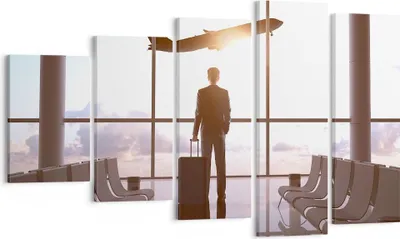 Produktbild von Bild auf Leinwand - Leinwandbild - Flughafen Halle Architektur Glas - 100x60cm - Wand Bild - Wanddeko - Leinwanddruck - Bilder - Kunstdruck - Leinwand bilder - Wandkunst - EG100x60-2507