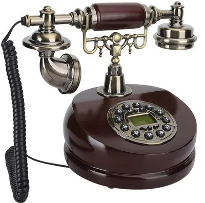 Image de Téléphone d'époque pour ligne fixe - Téléphone décoratif au design vintage - Téléphone pratique pour un usage quotidien - Téléphone élégant pour le bureau - Téléphone d'époque pour la décoration intérieure - Téléphone au style nostalgique