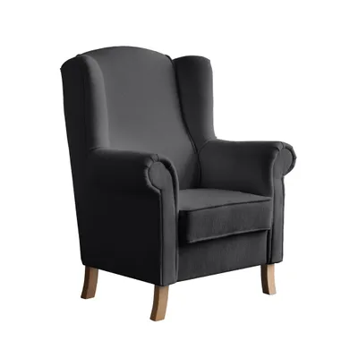 Produktbild von Ohrensessel LEONARDO Relax Sessel für Wohnzimmer, Polstersessel, Bouckle Anthrazit, Holzbeine Buche