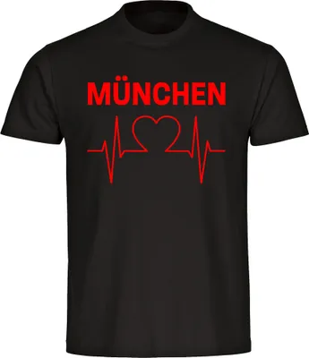 Produktbild von multifanshop Herren T-Shirt - München rot - Herzschlag, schwarz, Größe 3XL