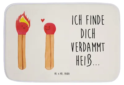 Produktbild von Mr. & Mrs. Panda duschmatte Streichhölzer - Weiß - Geschenk, Freundin, Badematte, Badezimmerteppich, Badläufer, Liebesgeschenk, Liebesbeweis, Badteppich, Badvorleger