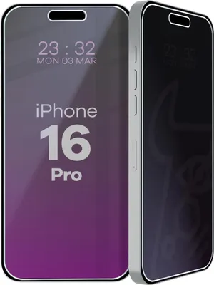 Produktbild von Hybridglas mit Privatschutzfilter für iPhone 16 Pro, Bizon Glass Mule Shadow, Matt
