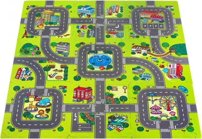 Produktbild von Schaumstoffpuzzle für Kinder, Lernmatte Stadtmotiv, 90x90 cm, 1 cm dick