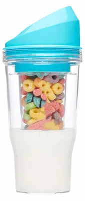 Produktbild von Doppelwandiger, auslaufsicherer Frühstücksbecher mit separaten Fächern für Milch und Müsli – ideal für ein schnelles Frühstück.