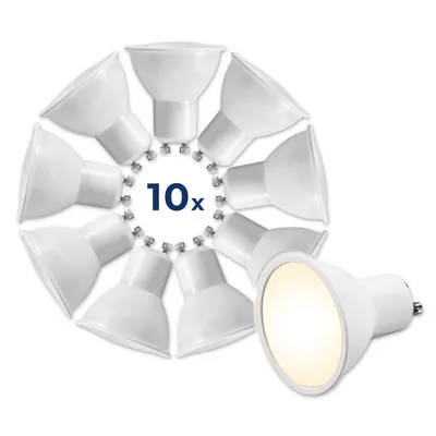 A group of LED light bulbs arranged in a circle with one bulb in the foreground, lit up.