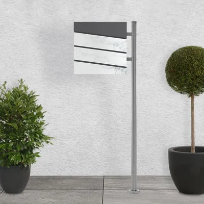 Obrázek produktu pro Poštovní schránka ML-Design s přihrádkou na noviny, 37x37x11 cm, antracitový/mramorový vzhled, včetně stojanu