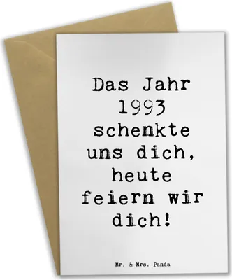 Produktbild von Mr. & Mrs. Panda Grußkarte Spruch 1993 Geburtstag - Weiß - Geschenk, Erinnerungen, osterkarte, babykarte, liebevolle Geschenke, dich feiern, Jubiläum, Alter, Glückwunsch