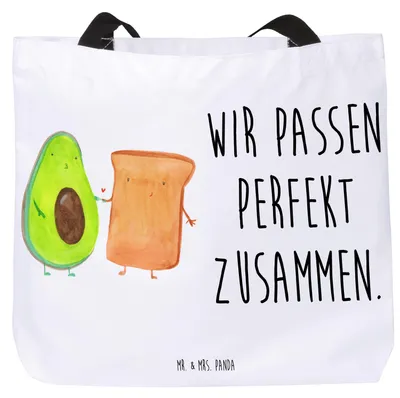 Produktbild von Mr. & Mrs. Panda Reisetasche Avocado Toast - Weiß - Geschenk, Hochzeit, Gesund, Freundin, Toastbrot, Strandtasche, Tote Bag, Tasche, Tragetasche, Laptoptasche
